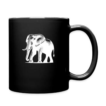 Elephant Portrait - Safari proboscis with tusks - Full Colour Mug - black - Right