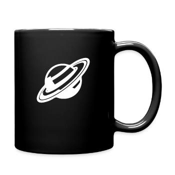 Ringed planet in the solar system universe - Full Colour Mug - black - Right