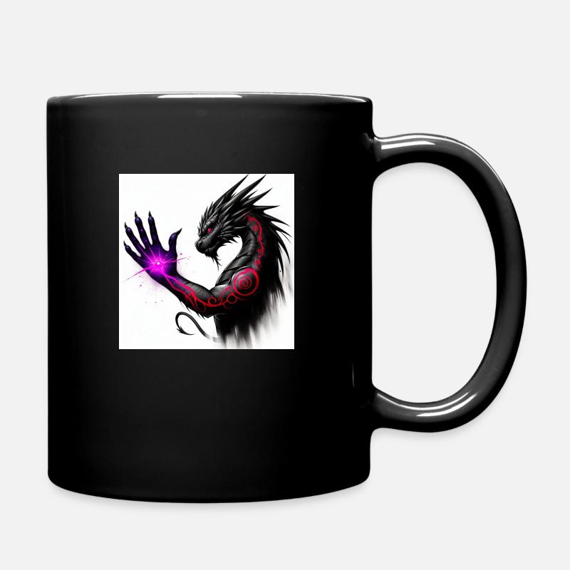 dragon staring at the hand birthmark - Full Colour Mug - black