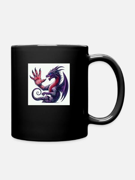 dragon waving - Full Colour Mug - black
