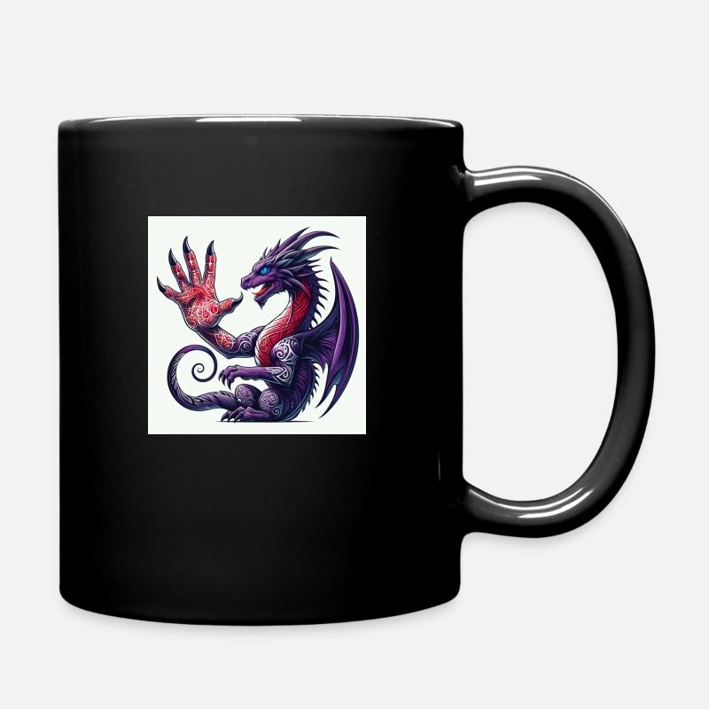 dragon waving - Full Colour Mug - black