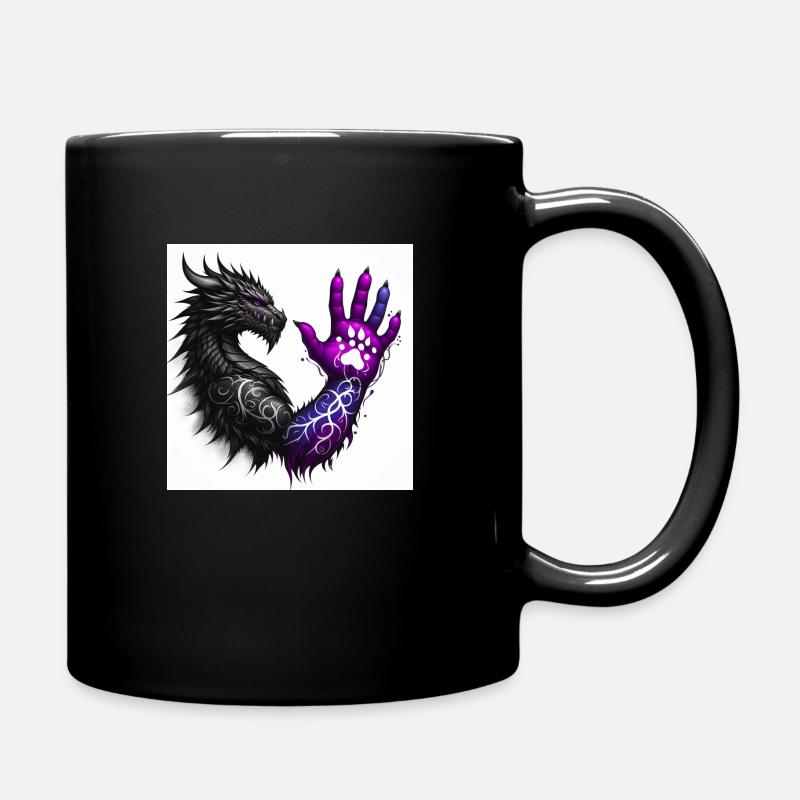 dragon staring at the hand birthmark - Full Colour Mug - black