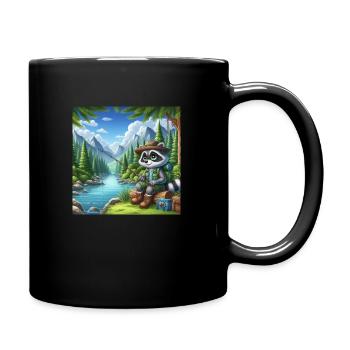 Waschanglerbär - Tasse einfarbig - Schwarz - Rechts