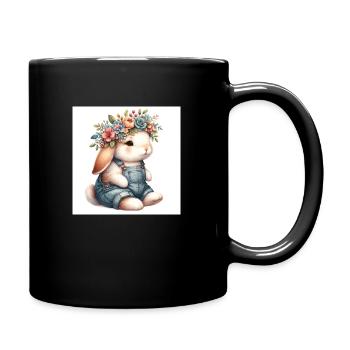 lapin fleur - Mug uni - noir - Droite