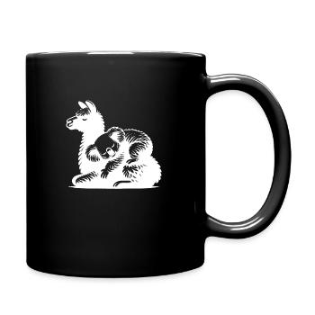 Cute koala on a sleeping llama - Full Colour Mug - black - Right