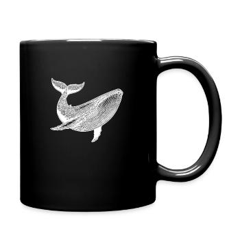 Großer Vintage Wal gewaltiges Meerestier - Tasse einfarbig - Schwarz - Rechts