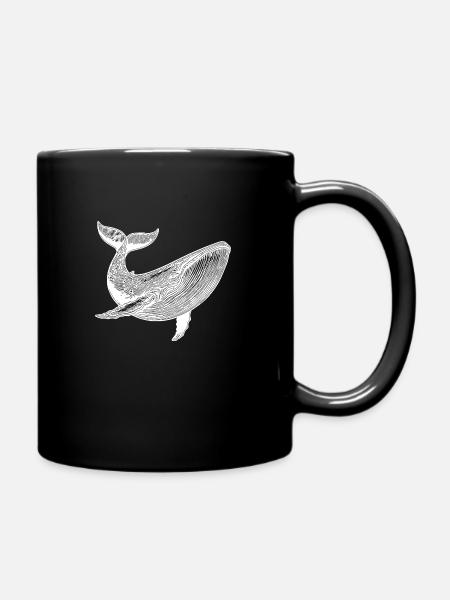 Großer Vintage Wal gewaltiges Meerestier - Tasse einfarbig - Schwarz