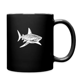 Large Vintage Tiger Shark Shark Favorite Animal - Full Colour Mug - black - Right