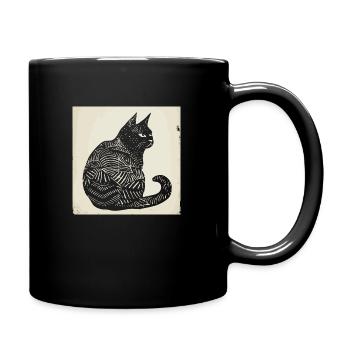 Schwarze Katze Haustier Kätzchen Mietze Schnurren - Tasse einfarbig - Schwarz - Rechts