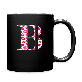 Lettre b bisous - Mug uni - noir - Droite