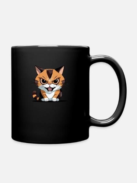 Wütende Katze - Tasse einfarbig - Schwarz