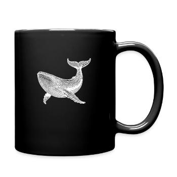 Vintage Wal gewaltiges schwimmendes Meerestier - Tasse einfarbig - Schwarz - Rechts