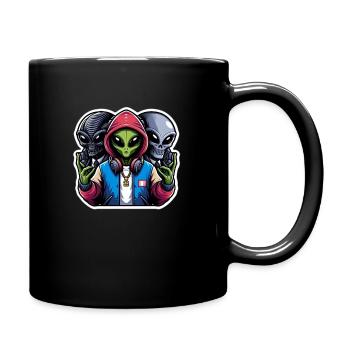 three Rap ALIENS - Tasse einfarbig - Schwarz - Rechts