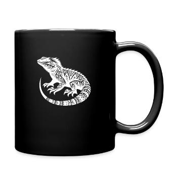 Bearded Dragon Tribal Tattoo Style Disguise - Full Colour Mug - black - Right