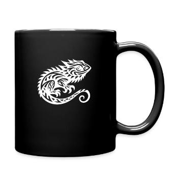 Cute Bearded Dragon Tribal Tattoo Dragon - Full Colour Mug - black - Right