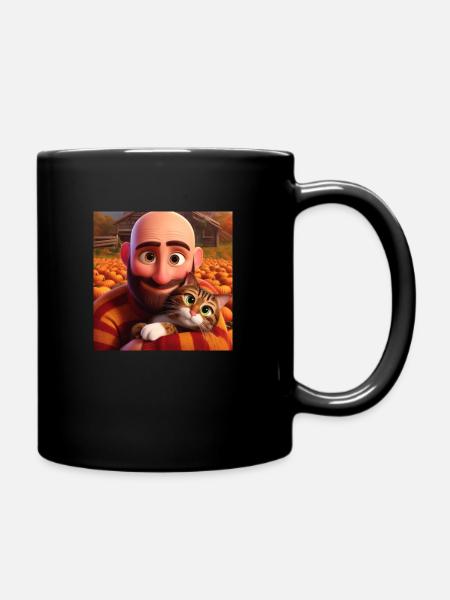 Autumn weather with my cat - Full Colour Mug - black