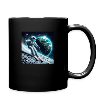 Astronaut beim Skifahren - Tasse einfarbig - Schwarz - Rechts