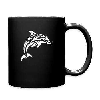 Springender süßer Tattoo Delfin - Tasse einfarbig - Schwarz - Rechts