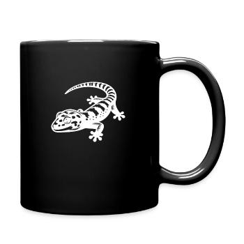 Cute gecko in tattoo style - Full Colour Mug - black - Right