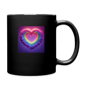 Regenbogen-Herz - Tasse einfarbig - Schwarz - Rechts