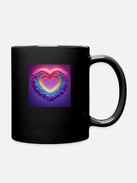 Coeur arc-en-ciel - Mug uni - noir