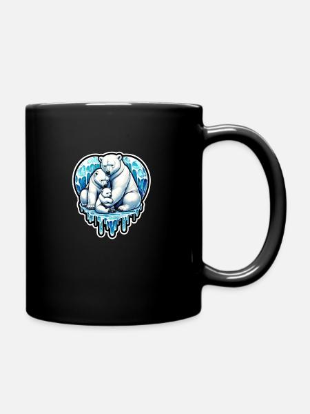 famille ours polaire fonte glace - Mug uni - noir