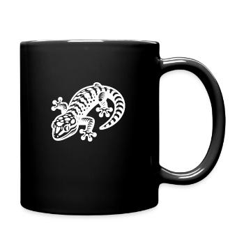 Smart Gecko in Tattoo Style - Full Colour Mug - black - Right