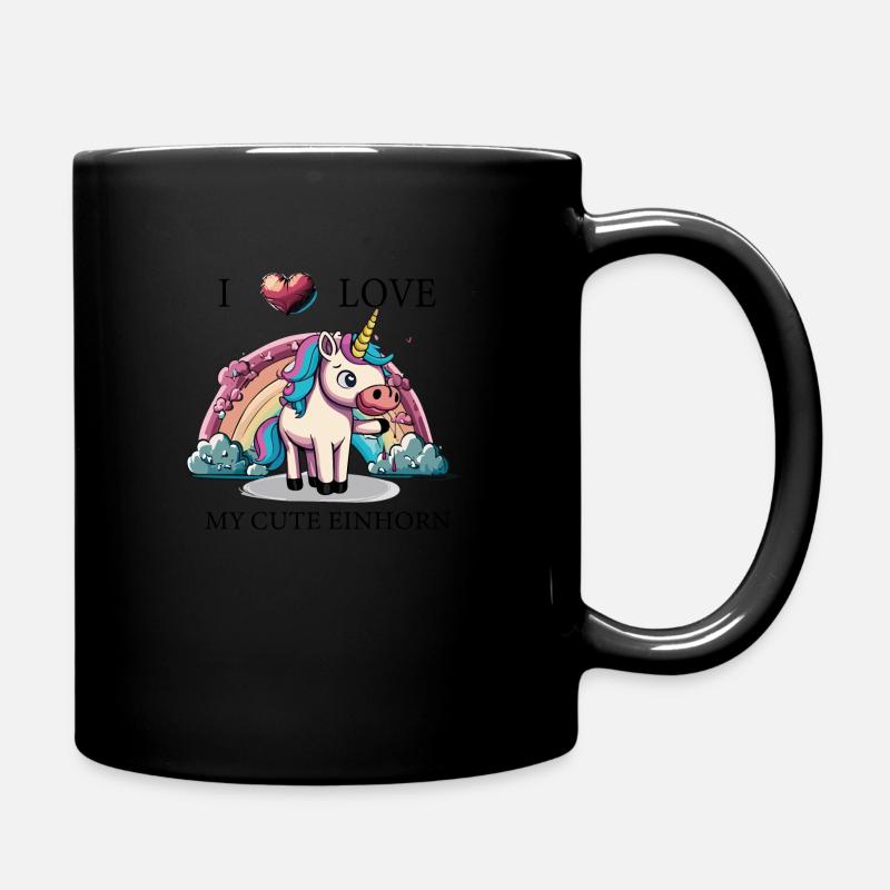 I Love my Cute Einhorn - Tasse einfarbig - Schwarz