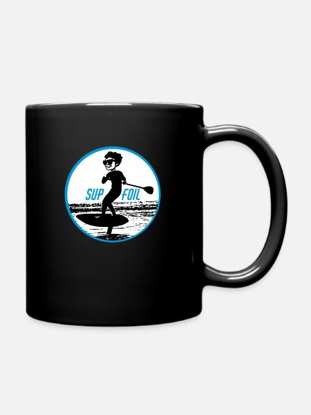 Sup foil noir blanc texte bleu - Mug uni - noir