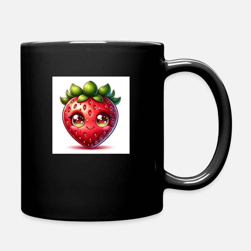 Erdbeerliebe - Tasse einfarbig - Schwarz