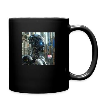 Futuristischer Roboter in einer Stadt - Tasse einfarbig - Schwarz - Rechts