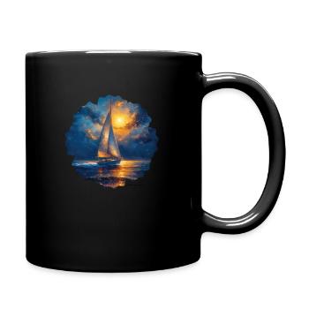 Segelboot Meer Maritim Mond Ozean Nautik - Tasse einfarbig - Schwarz - Rechts