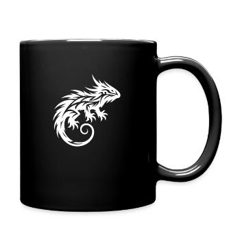 Shaggy Bearded Dragon Tribal Dragon Tattoo - Full Colour Mug - black - Right