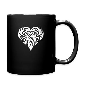 Tribal Tattoo Herz Linien - Tasse einfarbig - Schwarz - Rechts
