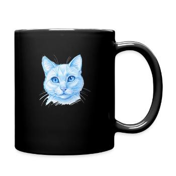 Chat dessiné à la main - Mug uni - noir - Droite