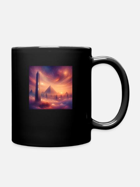 Obelisk vor einer Pyramide - Tasse einfarbig - Schwarz