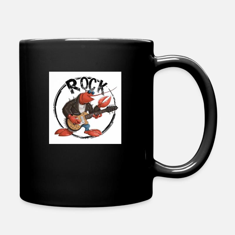 Lobster Playing Guitar - Full Colour Mug - black