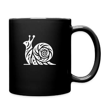 Neugierige Schnecke mit Haus im Tattoo Style - Tasse einfarbig - Schwarz - Rechts
