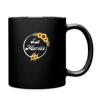 The Sunflower Floral Bride - Bride Gift Idea - Full Colour Mug - black - Right