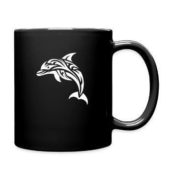 Cute Jumping Tattoo Dolphin Bottlenose dolphin - Full Colour Mug - black - Right
