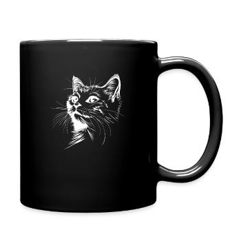 Cat, Cat Motif, Cat Face - Full Colour Mug - black - Right