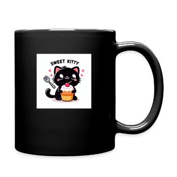 Sweet Kitty Black with Cupcake and Lettering - Full Colour Mug - black - Right
