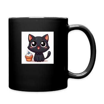 Sweet Kitty Black avec Cupcake et Grands Yeux - Mug uni - noir - Droite