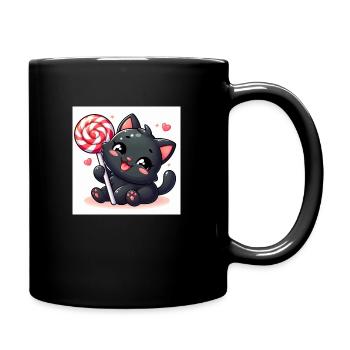 Sweet Kitty noir gai avec sucette et coeurs - Mug uni - noir - Droite