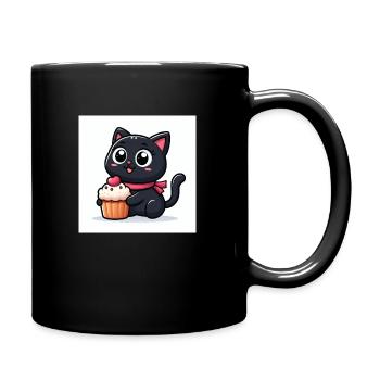 Sweet Kitty Noir avec Tour de cou et Cupcake - Mug uni - noir - Droite