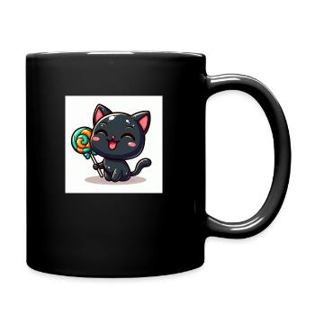 Sweet Kitty Black with Laughing with Lollipop - Full Colour Mug - black - Right