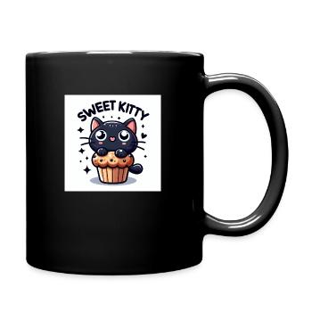 Sweet Kitty noir avec muffin et police - Mug uni - noir - Droite