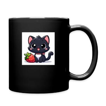 Sweet Kitty Black with Strawberry and Collar - Full Colour Mug - black - Right