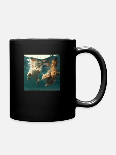 CATS SWIMING BRAND - Full Colour Mug - black