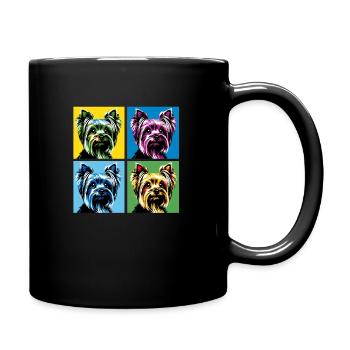 Pop Yorkshire Terrier Dog Portrait - Pet Portrait - Full Colour Mug - black - Right